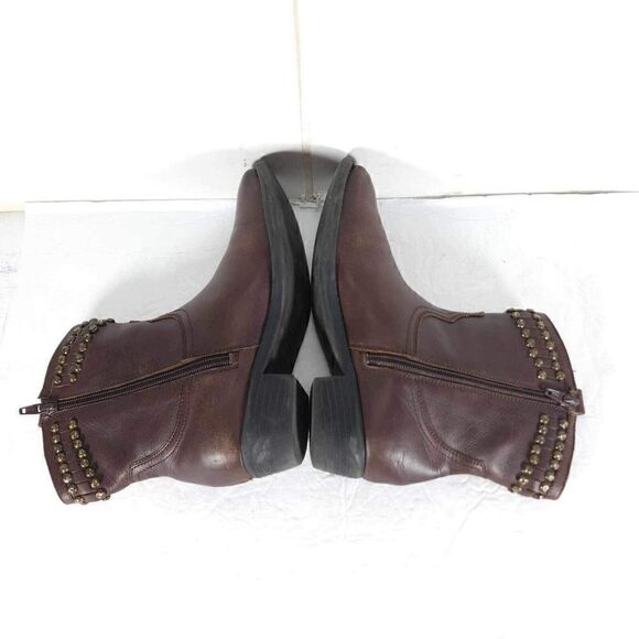 Frye Boys Big Kids Diana US 3,5 Brown Leather Studded Ankle Western Boots - Picture 10 of 14